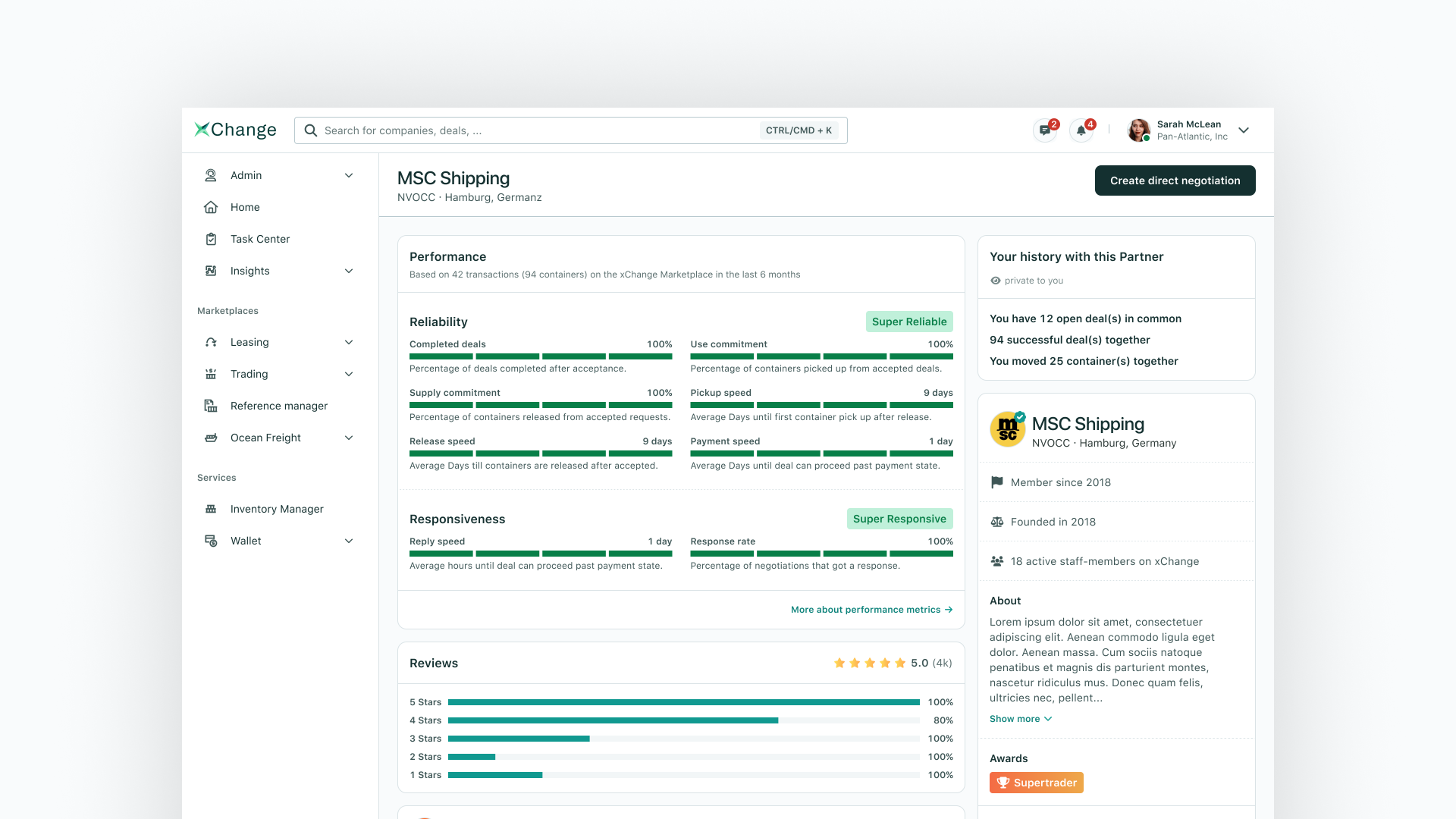 Container xChange: Company Profiles — Redesigning company profiles to build trust and transparency across the marketplace.